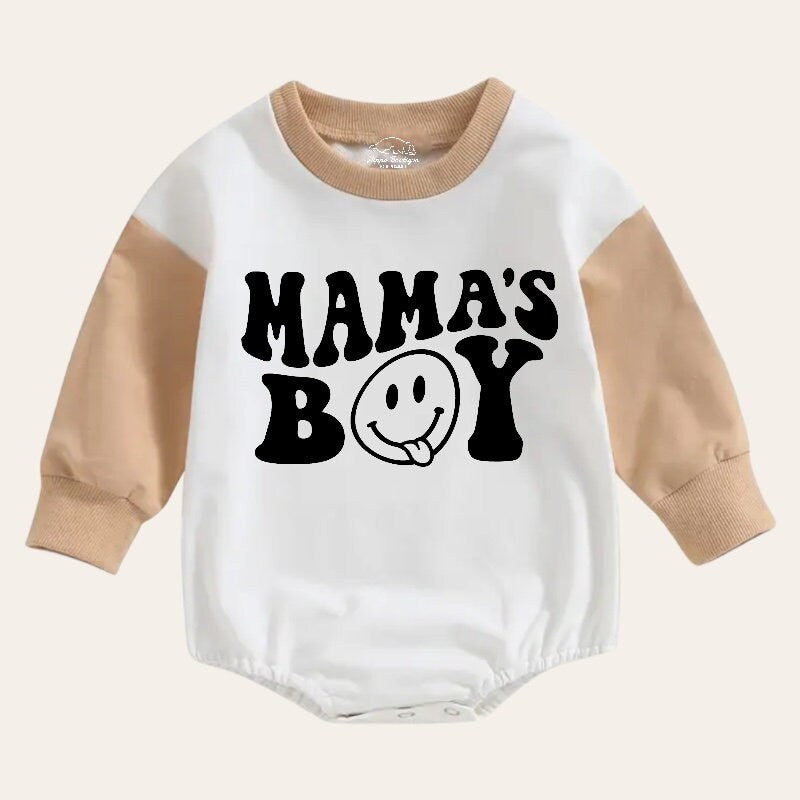 mamas boy Oversized Sweatshirt Romper, baby clothes, baby sweatshirt, bubble, baby sweater, baby gift, baby shower, baby boy gift, retro