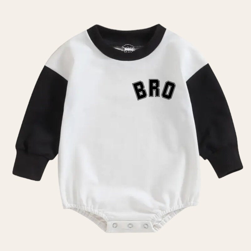 Bro Oversized Sweatshirt Romper, baby clothes, baby sweatshirt, bubble, baby sweater, baby gift, baby shower, baby boy gift, baby brother