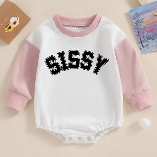 Sissy Oversized Sweatshirt Romper, baby clothes, baby sweatshirt, bubble, baby sweater, baby gift, baby shower, baby girl gift, baby sister