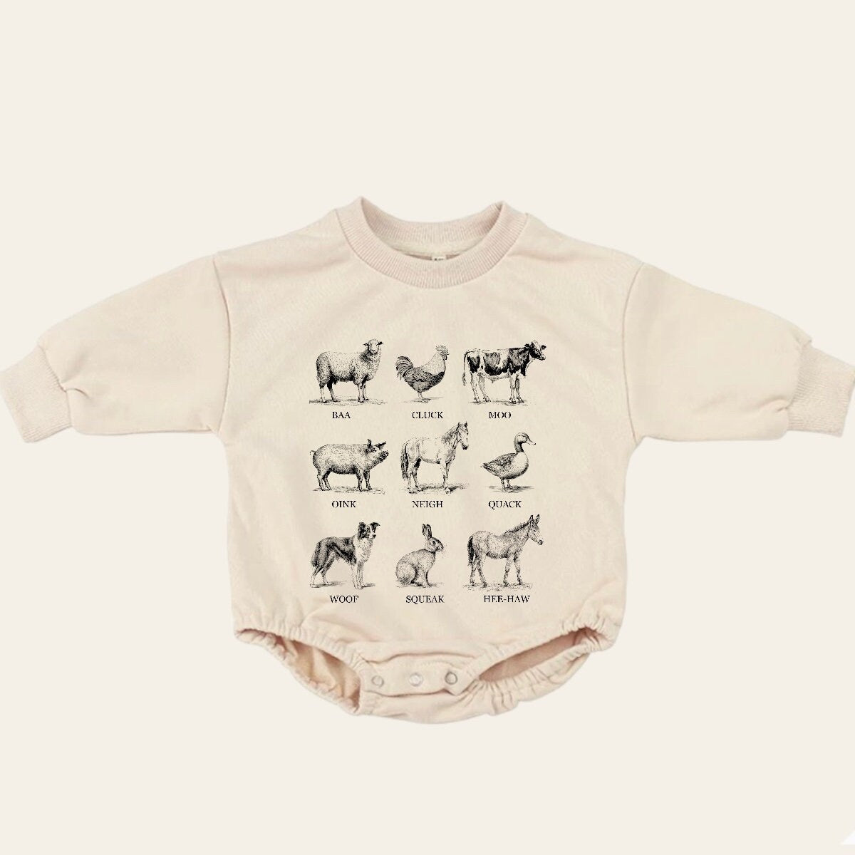 farm animals Baby Sweatshirt Romper, baby romper, baby clothes, baby girl, baby boy, baby gift, newborn gift, western baby