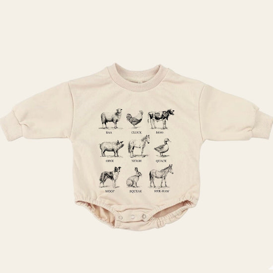 farm animals Baby Sweatshirt Romper, baby romper, baby clothes, baby girl, baby boy, baby gift, newborn gift, western baby