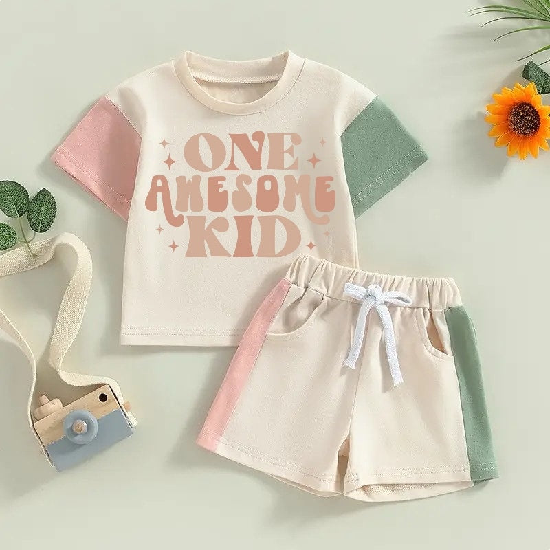 cotton color block retro toddler and baby outfit, infant outfit, shirt, baby girl, baby clothes, baby shower, gift / baby gift, baby boy