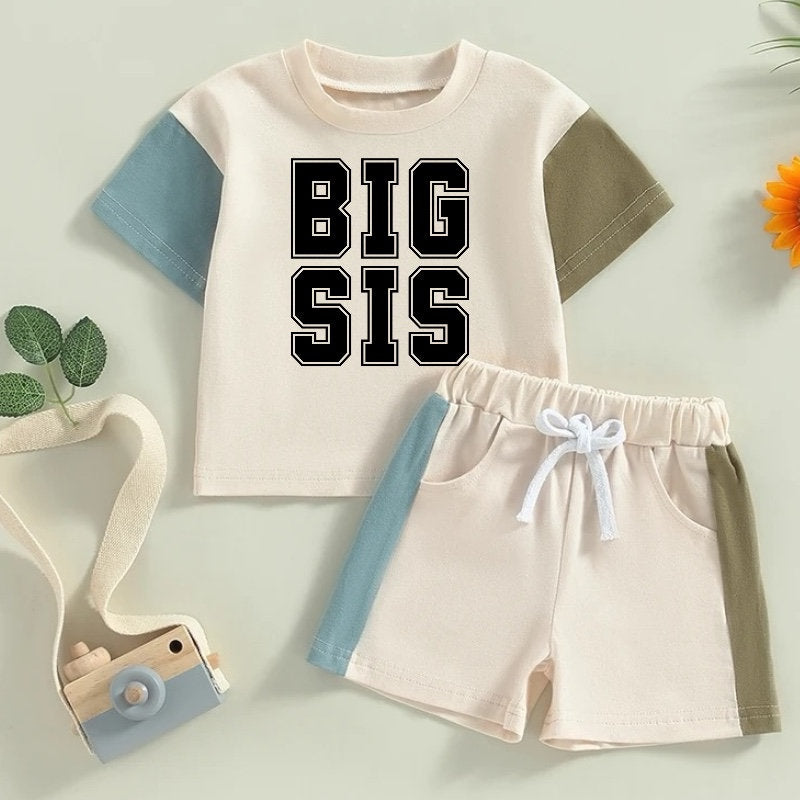 color block toddler and baby girl big sis outfit, infant outfit, baby shirt, baby girl , baby clothes, baby shower, gift baby gift, sister,