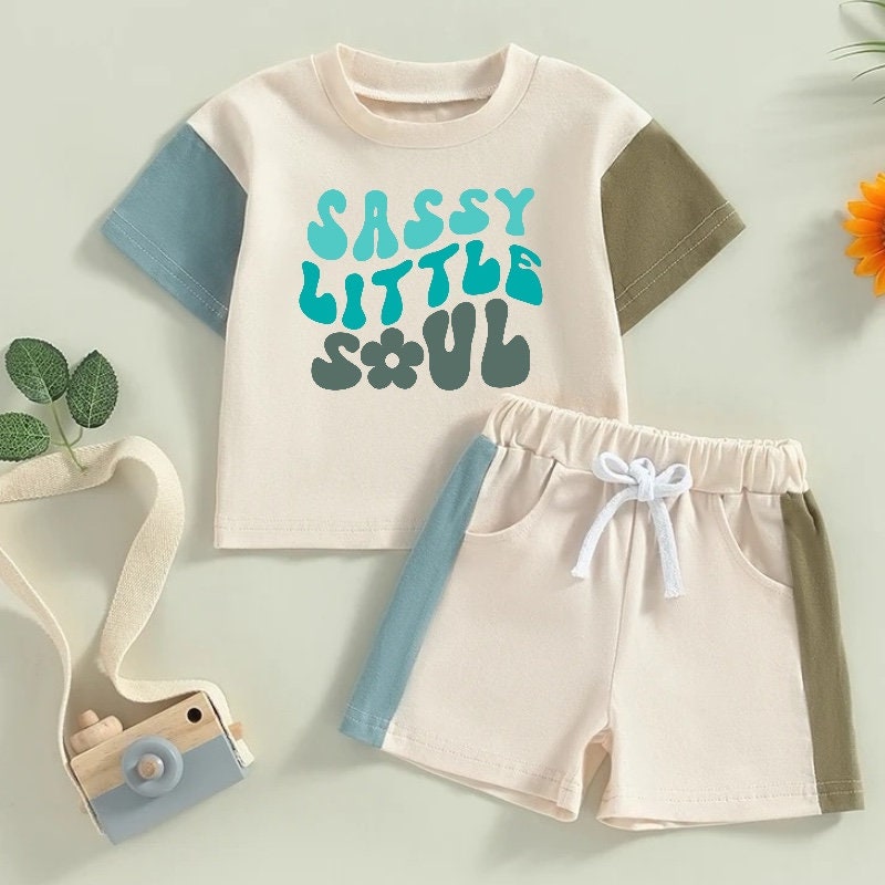 cotton color block retro toddler and baby outfit, infant outfit, shirt, baby girl, baby clothes, baby shower, gift / baby gift, baby boy