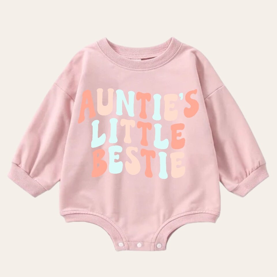 Retro Aunties little bestie Sweatshirt Romper, baby clothes, baby sweatshirt, bubble, baby girl gift, baby gift, baby shower, gift for aunt