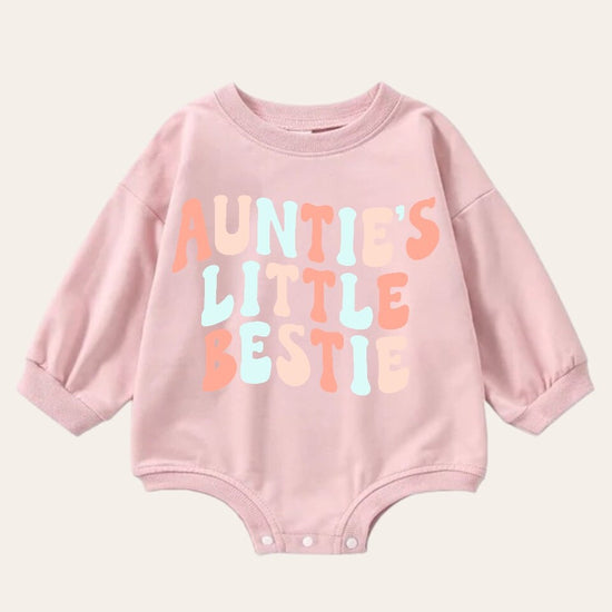Retro Aunties little bestie Sweatshirt Romper, baby clothes, baby sweatshirt, bubble, baby girl gift, baby gift, baby shower, gift for aunt
