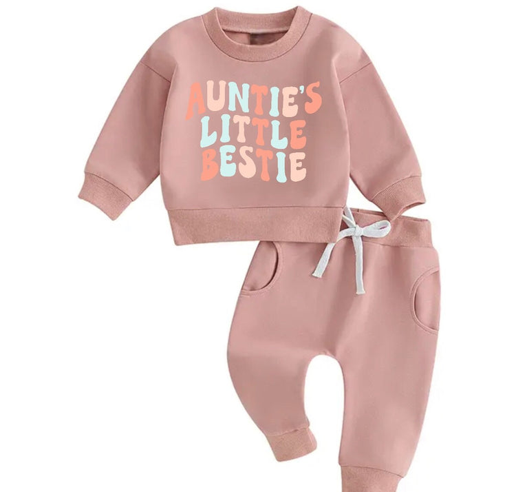 Aunties bestie Baby Outfit set sweatshirt and pants, baby clothes, baby girl boy, baby shower, baby gift, baby sweat, newborn, aunt gift