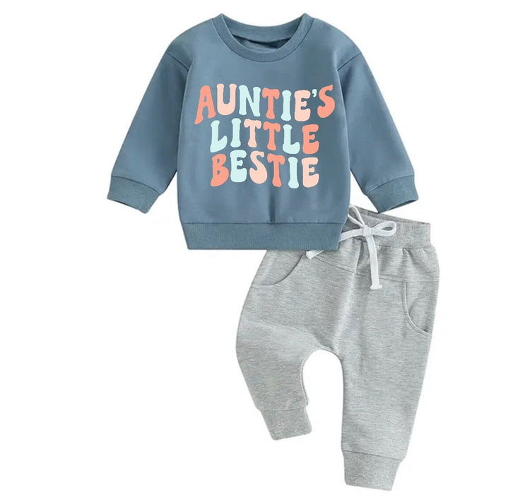 Aunties bestie Baby Outfit set sweatshirt and pants, baby clothes, baby girl boy, baby shower, baby gift, baby sweat, newborn, aunt gift
