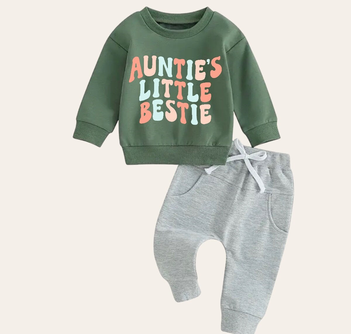 Aunties bestie Baby Outfit set sweatshirt and pants, baby clothes, baby girl boy, baby shower, baby gift, baby sweat, newborn, aunt gift