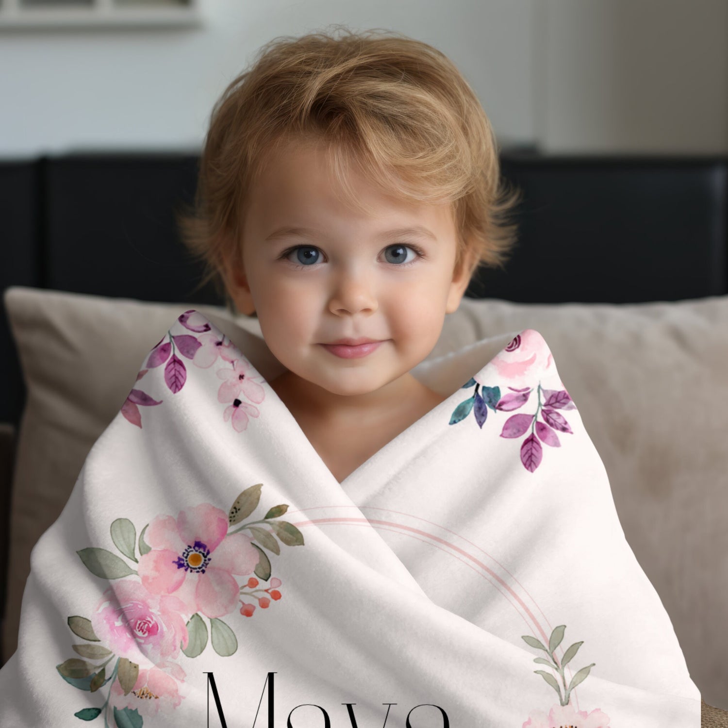 Floral Baby blanket, baby gift, newborn gift, personalized name, stroller blanket, baby shower gift, baby girl gift