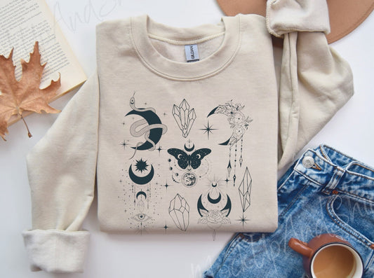 mystical sweatshirt - womens CREWNECK Sweatshirts & hoodies | women’s sweat / gift for her / sweater | moon | comfy / custom sweatshirt