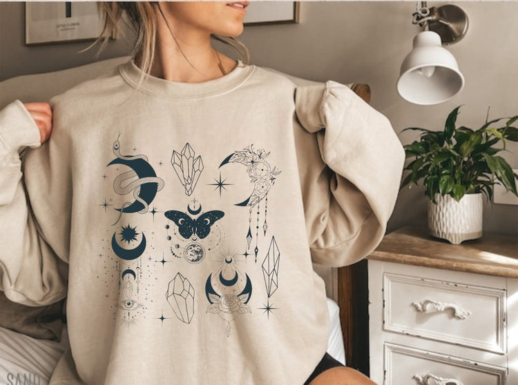 mystical sweatshirt - womens CREWNECK Sweatshirts & hoodies | women’s sweat / gift for her / sweater | moon | comfy / custom sweatshirt