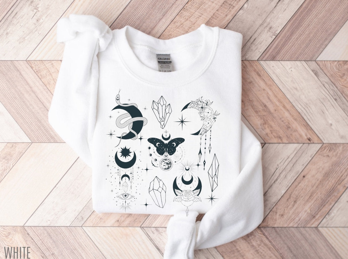 mystical sweatshirt - womens CREWNECK Sweatshirts & hoodies | women’s sweat / gift for her / sweater | moon | comfy / custom sweatshirt