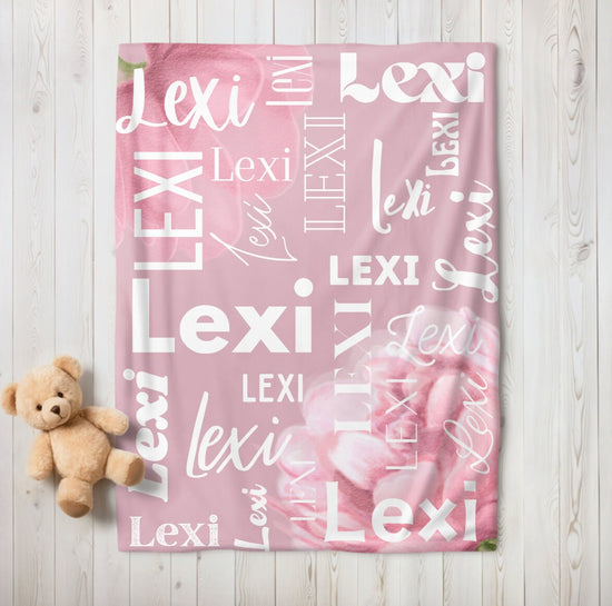 Rose flower Baby blanket, baby gift, newborn gift, personalized name, stroller blanket, baby shower gift, baby girl gift, floral blanket