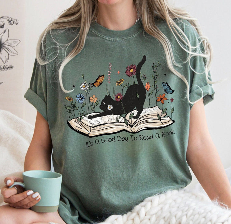 It’s a good day to read a book cat floral Shirt, Read Shirt, Book Shirt, Reading Shirt, Book Lover Shirt, Librarian Gift, Teacher Shirt, Book Nerd Shirt, Reading Gift