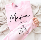 custom mama Sweatshirt with children name on sleeve, Personalized gift, gift for mom, mom sweatshirt, custom sweatshirt, women sweatshirt