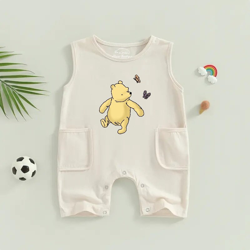 Pooh baby romper bodysuit, baby boy, baby boy gift, cotton clothes, infant, baby gift / newborn / new baby / baby girl outfit