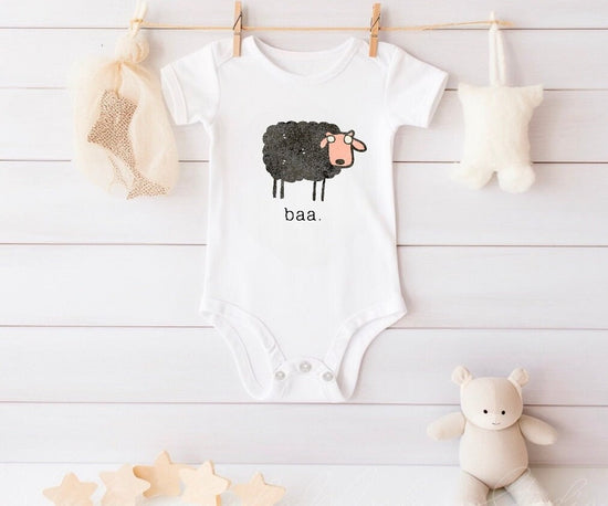 Baby farm Onesie with sheep baa print,