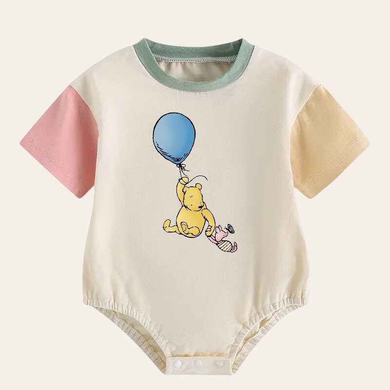 Newborn baby Pooh SHORT sleeve ROMPER bodysuit, Crewneck, baby boy clothes, cotton clothes SOFT, infant, baby girl clothes