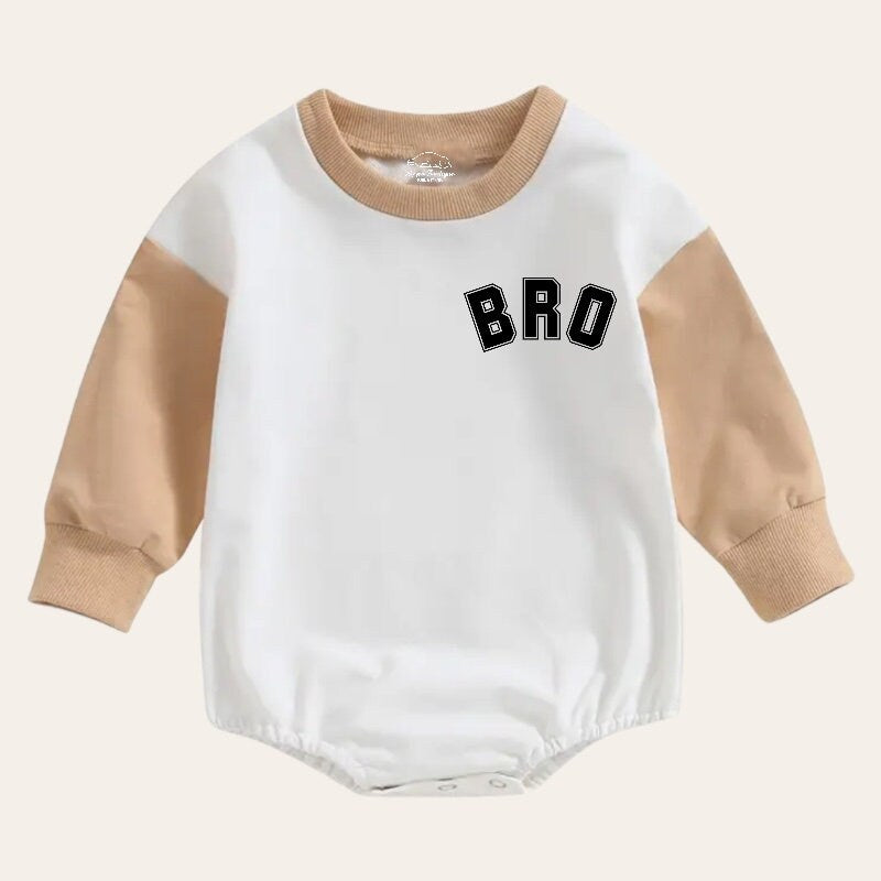 Bro Oversized Sweatshirt Romper, baby clothes, baby sweatshirt, bubble, baby sweater, baby gift, baby shower, baby boy gift, baby brother