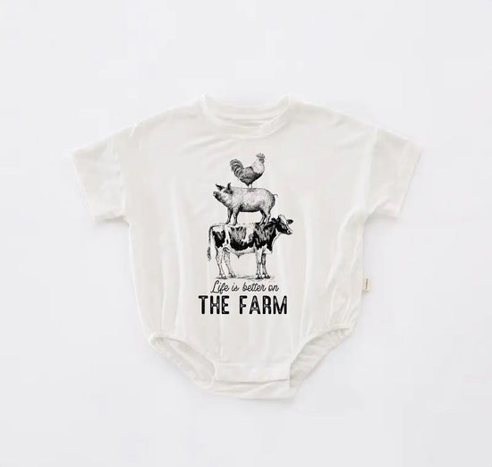 On the farm Baby western t-shirt bubble ROMPER jumpsuit, infant clothes, baby western shirt, baby boy girl, baby shower gift, toddler