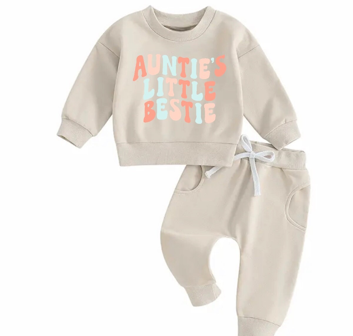 Aunties bestie Baby Outfit set sweatshirt and pants, baby clothes, baby girl boy, baby shower, baby gift, baby sweat, newborn, aunt gift