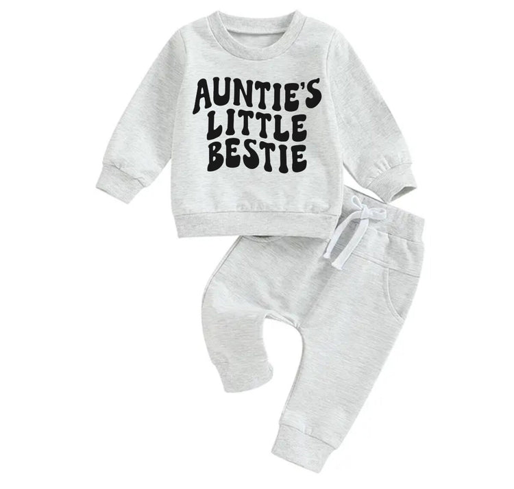 Aunties bestie Baby Outfit set sweatshirt and pants, baby clothes, baby girl boy, baby shower, baby gift, baby sweat, newborn, aunt gift