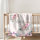 Floral Baby blanket, baby gift, newborn gift, personalized name, stroller blanket, baby shower gift, baby girl gift